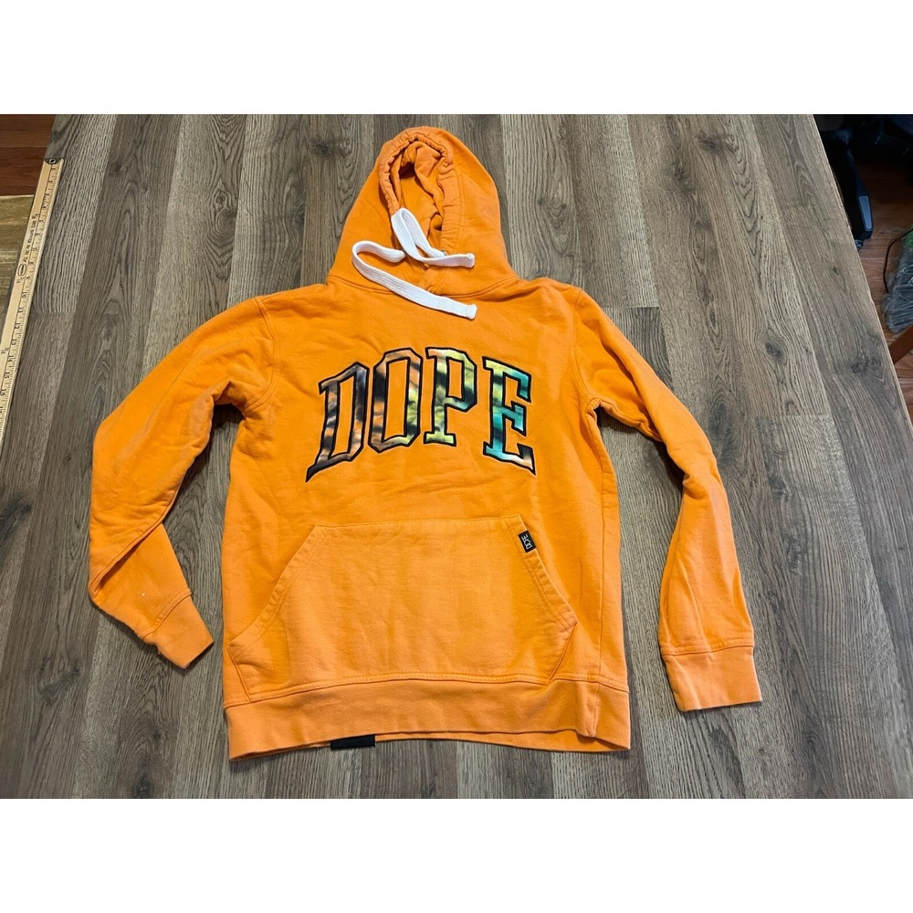 DOPE Hoodie, Women's Size Small, Orange, Pullover, Long Sleeve, Logo Print